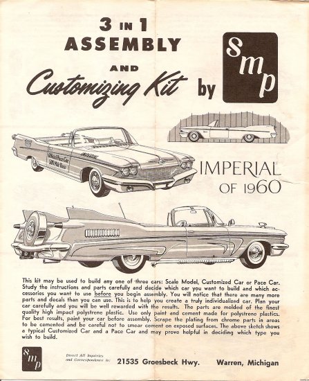 Inst Sheet 1960 Imperial 3 in 1