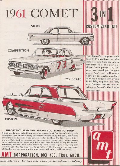 Inst Sheet 1961 Comet 3 in 1