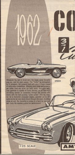 Inst Sheet 1962 Corvette 3 in 1