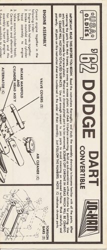 Inst Sheet 1962 Dodge Dart Conv
