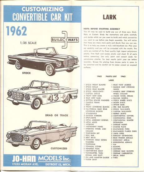 Inst Sheet 1962 Lark Build 3 Way