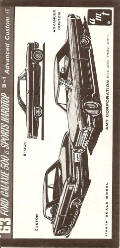 Inst Sheet 1963 Ford Galaxie 500 3 in 1
