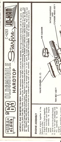 Inst Sheet 1963 Olds Starfire USA Oldies