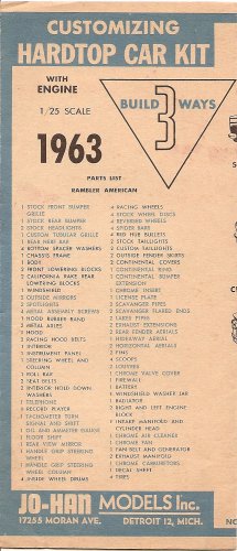 Inst Sheet 1963 Rambler American Hardtop