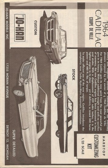 Inst Sheet 1964 Cadillac Coupe De Ville