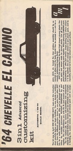 Inst Sheet 1964 Chevelle El Camino 3 in 1