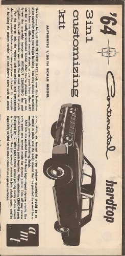 Inst Sheet 1964 Continental 3 in 1