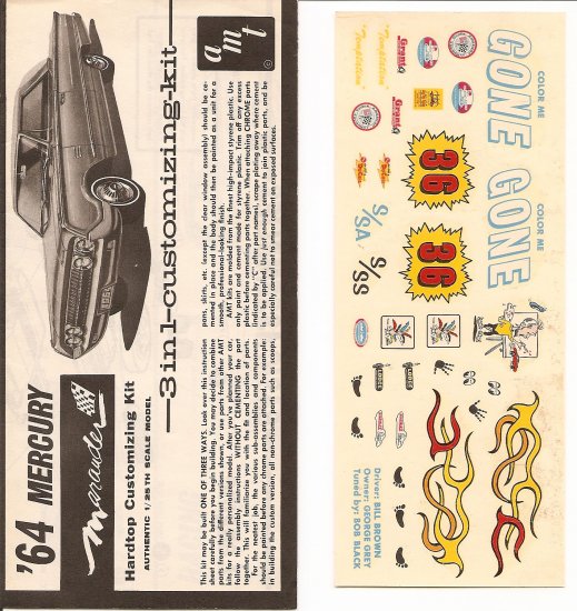 Inst Sheet 1964 Mercury Marauder 3 in 1 with Decals
