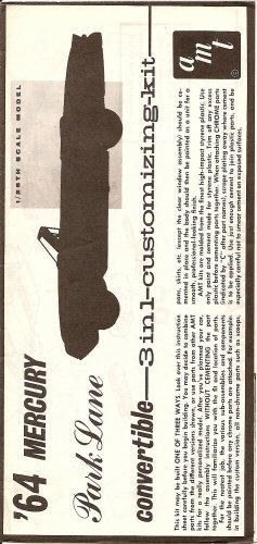 Inst Sheet 1964 Mercury Park Lane Conv 3 in 1