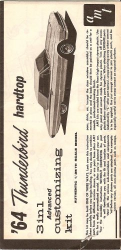 Inst Sheet 1964 Thunderbird 3 in 1