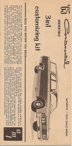 Inst Sheet 1965 Continental Conv 3 in 1