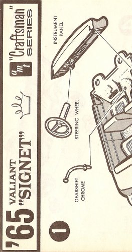 Inst Sheet 1965 Valiant Signet Craftsman Ser