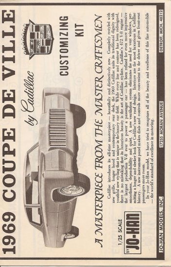 Inst Sheet 1969 Coupe De Ville