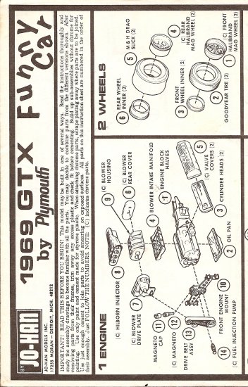Inst Sheet 1969 Gtx Funny Car