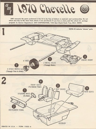 Inst Sheet 1970 Chevelle