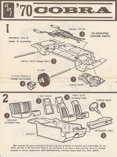 Inst Sheet 1970 Cobra
