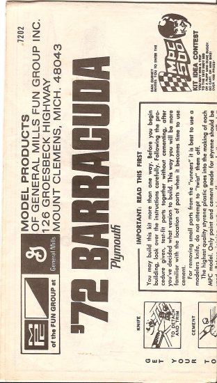 Inst Sheet 1972 Barracuda