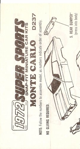 Inst Sheet 1972 Monte Carlo Snap Fit