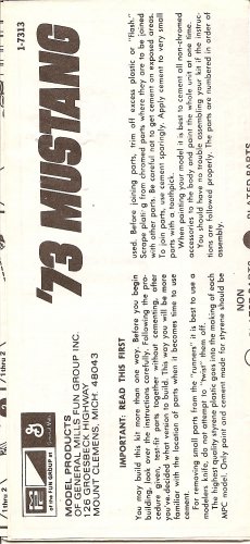 Inst Sheet 1973 Mustang