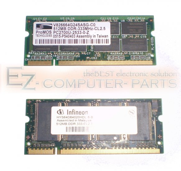 Lot of 2 Memory of 512MB DDR 333MHz Total 1024 Grade A!