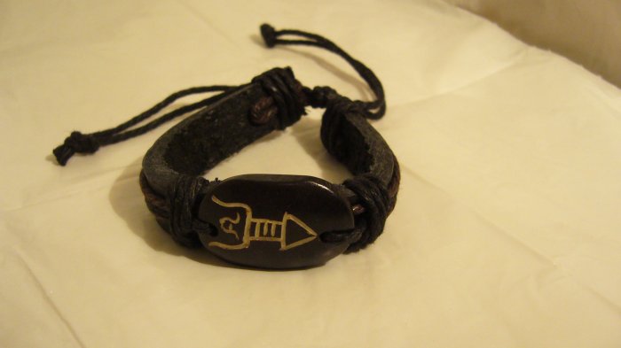 All Natural Macrame Leather Hemp Bracelet