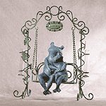 Frogs on Swing Sculpture with Bud Vases -33909