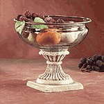 Glass Fruit Bowl On Alabastrite Stone-Finished Base -30657