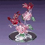 Spun Glass Cardinals and Roses -32167