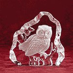 Clear Glass Carved Owl -28315
