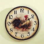 Wood Rooster Wall Clock -33167