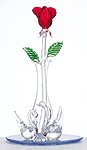 Glass Rose in Vase with Swans -33891