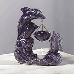 Porcelain Oil Burner - Marblelized Dolphins -30128