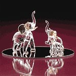 Glass Elephant With 2 Babies -25591