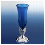 Blue Glass Vase On Silver-Plated Base -29096