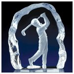 Clear Glass Carved Golfer -29429