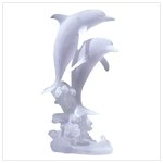 Frosted Sculpture - Dolphin Pair On Waves -30143