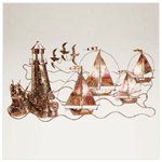 Lighthouse and Boat Metal Sculpture -32161