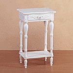 Distressed White Wood Carved Side Table -34353
