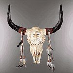 Eagle Head and Bull Skull Wall Sculpture -34230