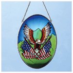 Art Glass Eagle, Flag Suncatcher -33609