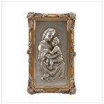 Silver Finish Madonna and Child Wall Plaque -33755