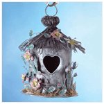 Painted Metal Spring Hut Birdhouse -33813
