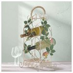 Metal Wine Rack with Roses -34140