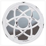 Distressed White Round Wall Mirror -34178