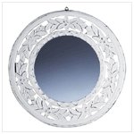 Distressed White Wood Wall Mirror -34306