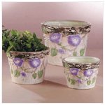 Nesting Ceramic Planters with Morning Glories -34355