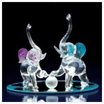 Glass Playful Elephants -33918