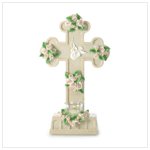 Rose-Laden Cross Candleholder -36506