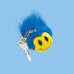 Blue Wild Smiley Face-Keyring -36734