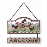 Wood Rooster Welcome Sign -34105
